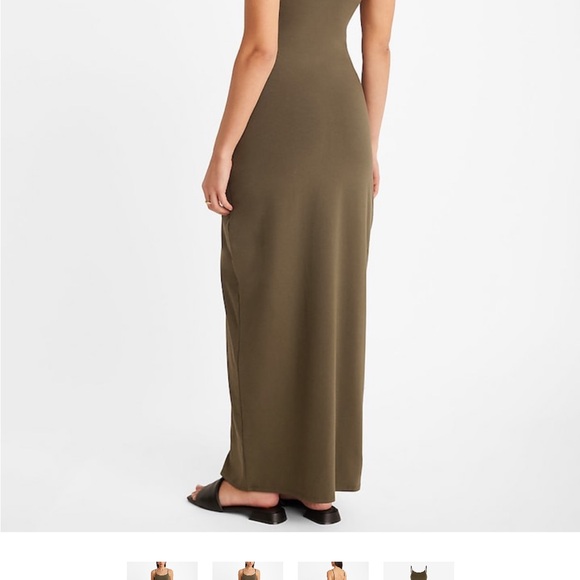 NWT Express Scoop Neck Sleeveless Maxi Bra Cami Dress Olive Green Size Medium - Picture 2 of 4